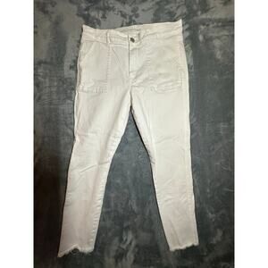 LOFT White Skinny Crop Jeans Women’s Size 8 29 Raw Hem Stretch Denim